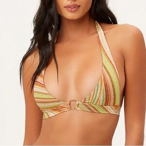 Frankie’s Bikinis Eden Halter Bikini Top in Disco Yellow - Medium